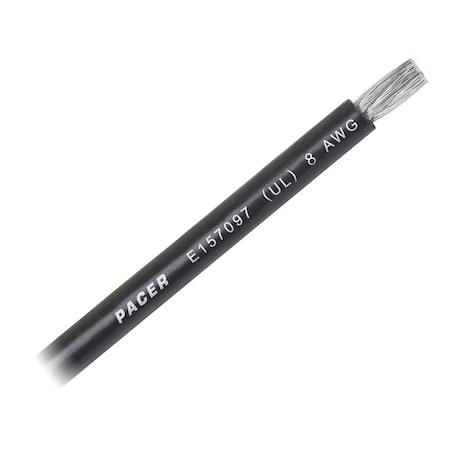Pacer Group Pacer Black 8 AWG Battery Cable, Sold By The Foot WUL8BK-FT